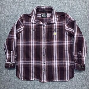 Carhartt Loose Fit Plaid Flannel‎ Shirt Jacket Women's Medium Purple White
